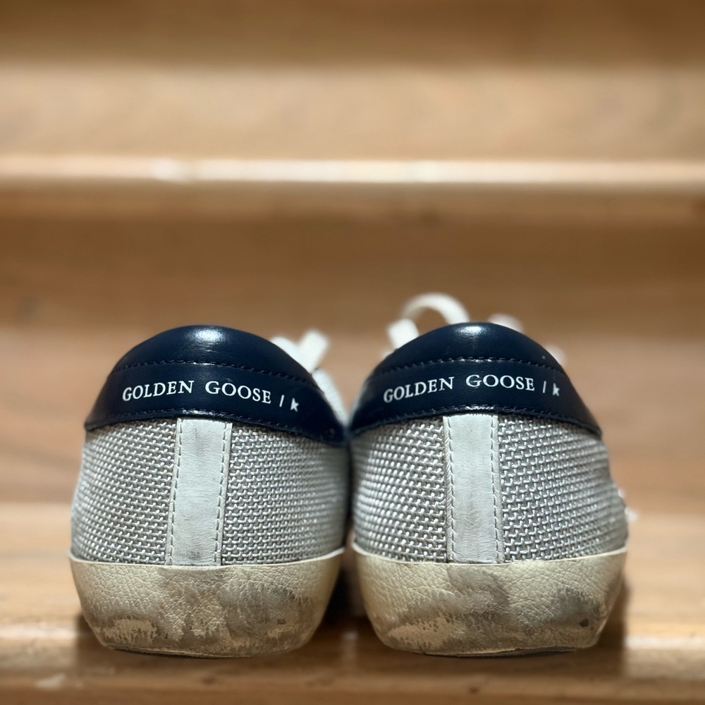 Golden Goose Super-Star Low Sneaker - Off-white/Steel Blue/Navy Men’s 10US/43EU - Picture 7 of 12